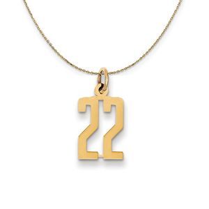 14k Yellow Gold, Alumni Small Elongated Number 22 Necklace - 16 Inch